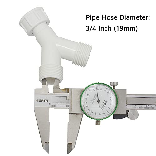 Plastic Appliance Inlet BSP Hose Y-Piece Splitter Connector, 3/4 inch Y Shape Splits 1 to 2 Pipe Connector for Washing Machine Dish Washer, White, 1 Pack