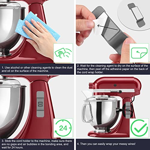 Cord Organiser for Kitchen Appliances, [10 Pcs] [5 colours] Cord Winder Keep Kitchen Appliances Cable Tidy, Self-Adhesive Cable Management Clips Holder for Mixer, Air Fryer, Coffee Maker, Toaster