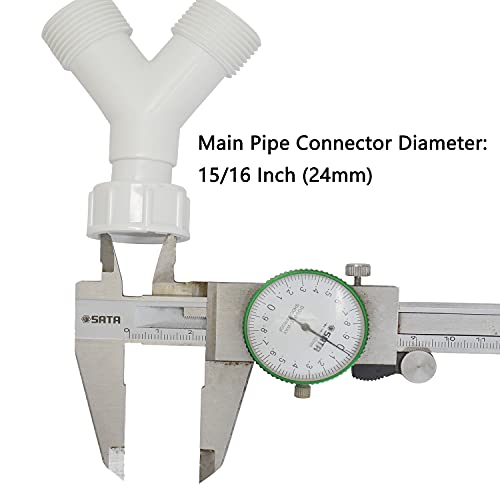 Plastic Appliance Inlet BSP Hose Y-Piece Splitter Connector, 3/4 inch Y Shape Splits 1 to 2 Pipe Connector for Washing Machine Dish Washer, White, 1 Pack