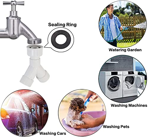 Plastic Appliance Inlet BSP Hose Y-Piece Splitter Connector, 3/4 inch Y Shape Splits 1 to 2 Pipe Connector for Washing Machine Dish Washer, White, 1 Pack