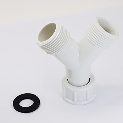 Plastic Appliance Inlet BSP Hose Y-Piece Splitter Connector, 3/4 inch Y Shape Splits 1 to 2 Pipe Connector for Washing Machine Dish Washer, White, 1 Pack