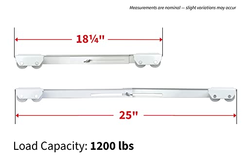 Select Hardware Extendable Appliance Furniture Rollers, Max Load 545kg, Adjustable Length 40-63.5cm, 1 Pack(2 Pieces)/1 Pair, White