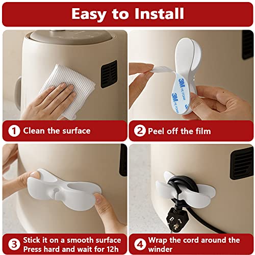 Upgraded Cord Organiser for Kitchen Appliance, Self-adhesive 6PCS Cable Winder Cord Holder, Stick on Cord Wrapper for Mixer, Blender, Toaster, Coffee Maker, Pressure Cooker