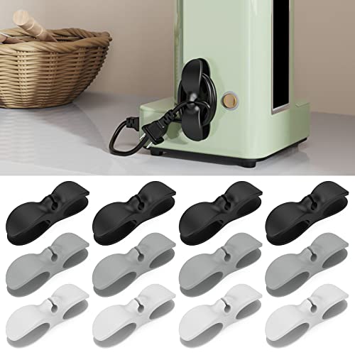 Cord Organizer for Kitchen Appliances,Forreen 12 Pcs Cord Winder for Electrical Appliances Self-Adhesive Tidy Cord Holder Universal Cord Bundlers for Data Cable, Air Fryer,Toaster (3 Colours)