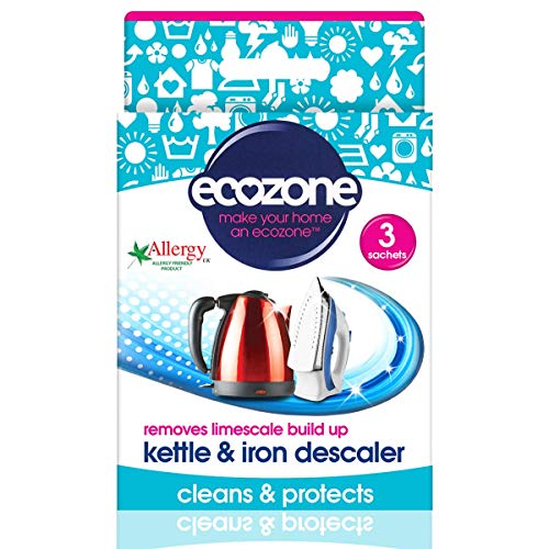 Ecozone Kettle and Iron Descaler, Internal Cleaner & Scale Remover for Kitchen & Home Appliances, limescale Prevention Sachets, Easy To Use, Natural Vegan & Non Toxic Eco-Safe Formula (3 Treatments)