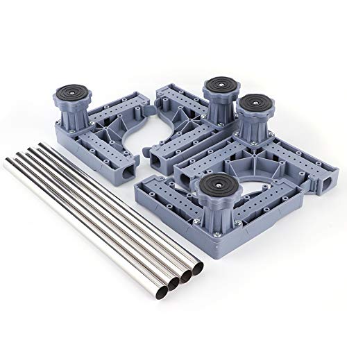 Washing Machine Stand, Universal Mobile Base Fridge Stand with 4 Strong Feet Adjustable Base Bracket for Dryer, Washing Machine and Refrigerator