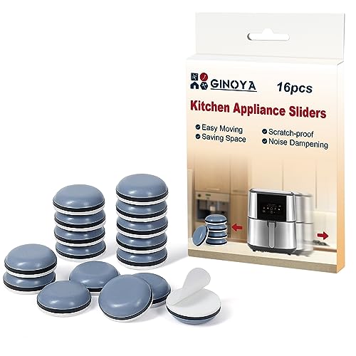 GINOYA Kitchen Appliance Sliders for Air Fryer, 16pcs Adhesive Gliders for Bread Machine, Coffee Makers, Blenders, Aid Mixer and Pot