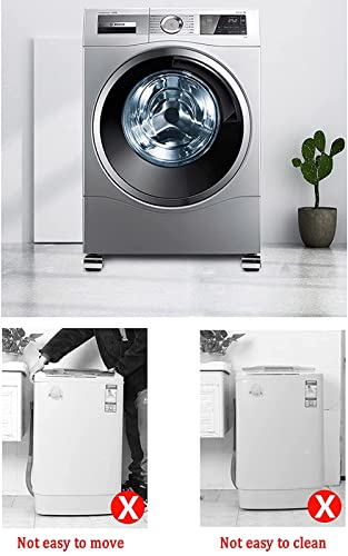 Terlna Washing Machine Base, Appliance Roller Mover With Foot Brake, Adjustable Mobile Refrigerator Easy Move Heavy Duty for Dryer Fridge(Color:Silver), Black