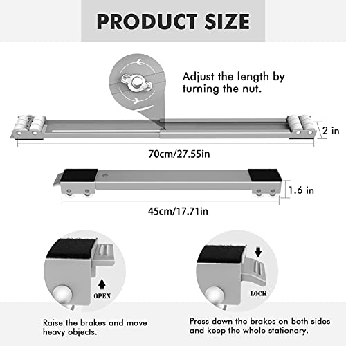 Terlna Washing Machine Base, Appliance Roller Mover With Foot Brake, Adjustable Mobile Refrigerator Easy Move Heavy Duty for Dryer Fridge(Color:Silver), Black