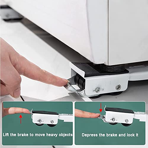 Terlna Washing Machine Base, Appliance Roller Mover With Foot Brake, Adjustable Mobile Refrigerator Easy Move Heavy Duty for Dryer Fridge(Color:Silver), Black
