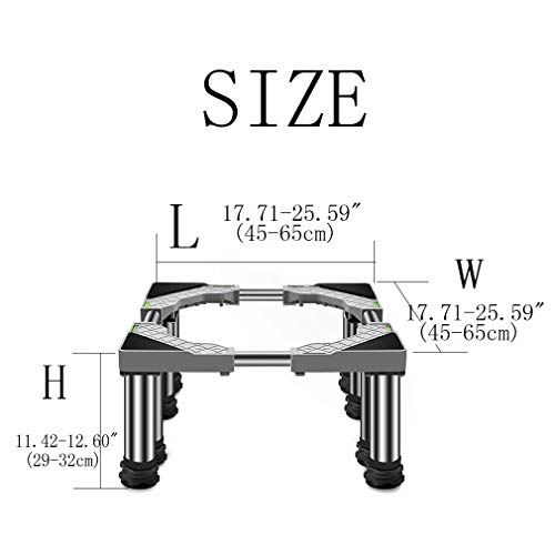 Fridge Washing Machine Base Heightening Adjustable Tumble Dryer Stand Adjustable Length/Width 45-65cm Freezer Pedestal Prevent Scratch Dent Anti Vibration Mute Shelf 4/8/12 Legs