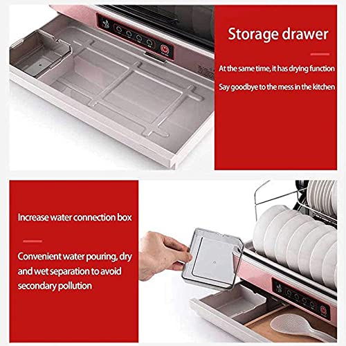 XWSM Table Top Compact Dishwasher, Freestanding Full Size Dishwasher, Led Display, Touch Control, with Basket, High Temperature, Air Drying, Faucet Adapter Included