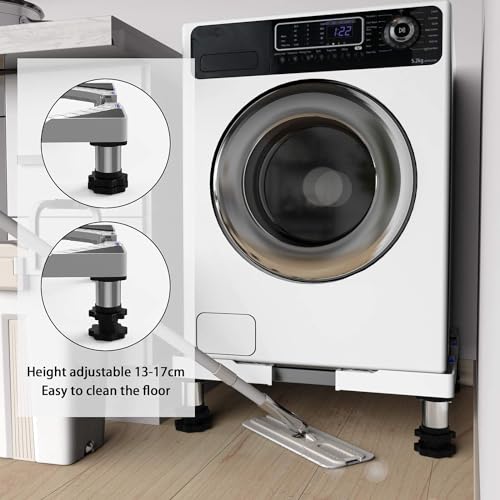 Adjustable Washing Machine Stand, Fridge Stand, with 4 Heavy Duty Adjustable Feet, Height Adjustable 13-17 cm, for Tumble Dryer Fridge Washing Machine Stand Base, Load 350kg