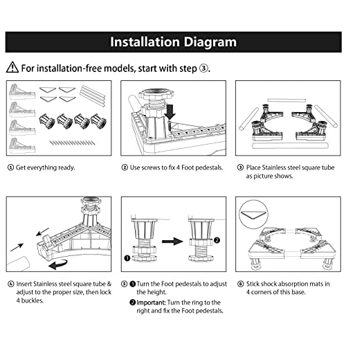 Adjustable Washing Machine Stand, Fridge Stand, with 4 Heavy Duty Adjustable Feet, Height Adjustable 13-17 cm, for Tumble Dryer Fridge Washing Machine Stand Base, Load 350kg