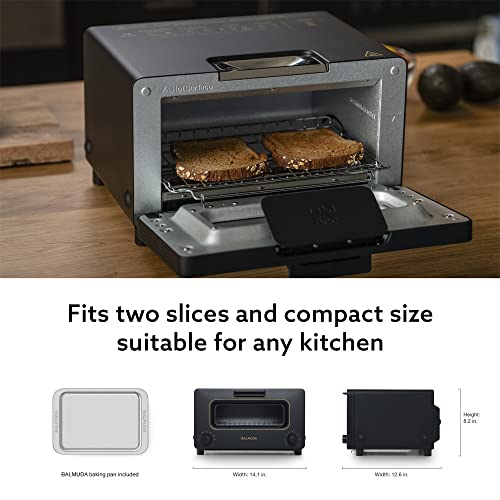 BALMUDA The Toaster | Steam Oven Toaster | 5 Cooking Modes - Sandwich Bread, Artisan Bread, Pizza, Pastry, Oven | Compact Design | Baking Pan | K01M-KG | Black | US Version