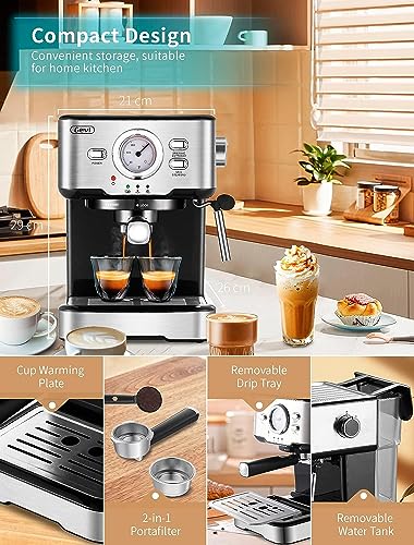 Gevi Espresso Machine with Milk Foaming Wand