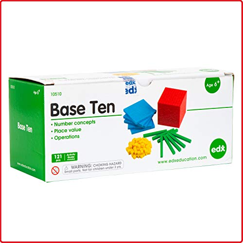 edxeducation Plastic Base Ten Set - 121 Pcs - Math Learning Tools