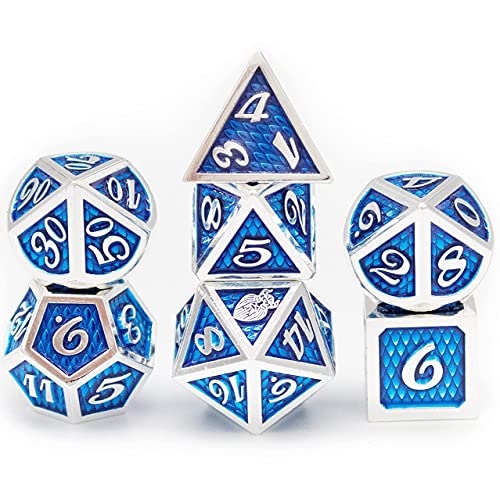 Metal Dragon Scale D&D Dice Set + Bag - Jormungandr Series