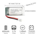 VBILUM 3.7V 400mAh Lipo Battery with Molex Plug for RC Planes Mini Drone Quadcopter Aircraft Models Battery with 5-in-1 Charger (5PCS)