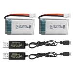 sea jump 2PCS 3.7V Lipo Battery 420mAh 25C with USB Charging Cable Molex Plug Compatible with Most RC Drone Quadcopters, Aerial Drones, Gliders, Robot Batteries