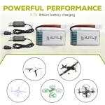 sea jump 2PCS 3.7V Lipo Battery 420mAh 25C with USB Charging Cable Molex Plug Compatible with Most RC Drone Quadcopters, Aerial Drones, Gliders, Robot Batteries