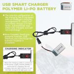 sea jump 2PCS 3.7V Lipo Battery 420mAh 25C with USB Charging Cable Molex Plug Compatible with Most RC Drone Quadcopters, Aerial Drones, Gliders, Robot Batteries