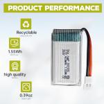 sea jump 2PCS 3.7V Lipo Battery 420mAh 25C with USB Charging Cable Molex Plug Compatible with Most RC Drone Quadcopters, Aerial Drones, Gliders, Robot Batteries