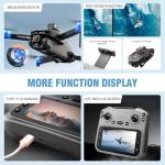 Cyaxzolp Drone with 8K Camera Drones for Adults,4.5-inch LCD High-definition Large Display Screen Remote Control Quadcopter,3 Batteries, 5G HD Brushless GPS Drone Auto Return, Obstacle Avoidance (Black and Orange)