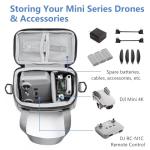 Linpr DJI Mini 4K/4/2 SE Travel Carrying Case, Portable Shoulder Bag for Drone & Controller Accessories, Waterproof Oxford Storage Bag with Strap Handle (Grey)