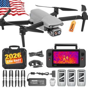 Autel Robotics EVO Lite 640T Enterprise Bundle, 640x512 T~hermal&1/2'' CMOS 48MP V~isible C-a-mera, 1-16x Digital Zoom, AI Target Recognition, 12KM Transmission, 866g Lightweight, 40Min Max Time