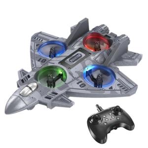 Drone rc Multi Aircraft with Remote Control, Advanced Fighter Jet Design, 2 Rechargeable Batteries Included, LED Lights, Precise Control, Easy Flight, EPP Fall Resistant, 2.4 GHz