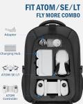 PEKREWS Atom 2 Case, Large Capacity Backpack for Potensic Atom 2/SE/3-Axis/LT, Expandable Travel Drone Bag Fits 15.6 Inch Laptop and Fly More Combo, Waterproof Carrying Case for Drone Accessories