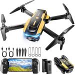Drone with Camera - Drone with Screen on Controller for Beginners, Foldable Remote Control Quadcopter with Voice Gesture Control, 3D Flip, One Key Start, Emergency Stop, 2 Batteries, Easier to use
