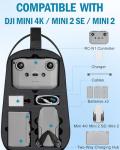 PEKREWS Mini 4K Case, Portable Mini 2 SE Backpack Compatible with DJI RC N1 Controller, Travel Drone Bag for Charging Hub and 3 Batteries, Waterproof RC N1 Carrying Case for DJI Drone Accessories