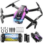 Drone with 1080P Camera - Foldable Remote Control Quadcopter with Voice Gesture Control, 3D Flip, One Key Start, Emergency Stop, 2 Batteries, Easier to use, Toy for Adults Beginners, Black