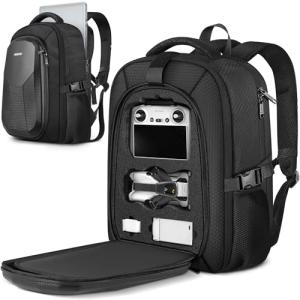 PEKREWS Mini 5 Pro Case, Expandable Mini 5 Pro Bag for DJI RC 2, RC-N3 Controller, Travel Laptop Backpack Fits 15.6 Inch Laptop, Waterproof Hard Carrying Case for DJI Fly More Combo Drone Accessories