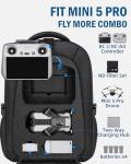 PEKREWS Mini 5 Pro Case, Expandable Mini 5 Pro Bag for DJI RC 2, RC-N3 Controller, Travel Laptop Backpack Fits 15.6 Inch Laptop, Waterproof Hard Carrying Case for DJI Fly More Combo Drone Accessories