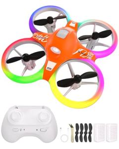 Drone for Kids with Colorful Light, Mini Indoor Drone Toy with 360° Flip, Altitude-Hover, Self-Rotation, 3 Speed Modes, Small Rc Drone Quadcopter with 2 Batteries for Boys Girls and Beginners