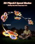 Drone for Kids with Colorful Light, Mini Indoor Drone Toy with 360° Flip, Altitude-Hover, Self-Rotation, 3 Speed Modes, Small Rc Drone Quadcopter with 2 Batteries for Boys Girls and Beginners