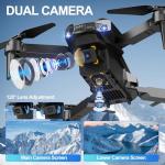 Drone with 1080P Camera, Christmas Mini Foldable Drone for Adults and Beginners, Headless Mode, Altitude Hold, One Key Start/Landing, 360° Flips, Speed Adjustment (Matte Black)