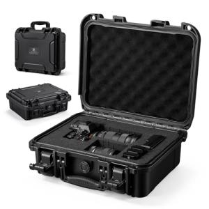 K&F CONCEPT Waterproof Hard Case, Portable Protective Camera Case, Customizable Foam Case Fit Use of Camera, Drones, Equipments -13.5x11.4x5.3inch