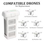 POWERION Phantom 3 Battery for DJI, 2 Pack 4500mAh-15.2V Intelligent Flight Battery for DJI Phantom 3/3 Pro/3 Advanced/3 4K/3 SE Drone Replacement