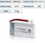 2PCS 3.7V 650mAh Lipo Battery for Syma X5C X5 RC Quadcopter Drone with XH2.54/Molex Plug with USB Charger Drone Batteries