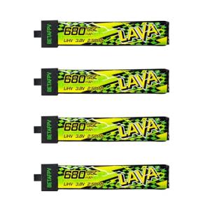 BETAFPV 4pcs Lava II 1S 680mAh Battery 3.8V 95C LiHV Battery with BT2.0 Connector Compatible with 1S Tiny Whoop Drone Quadcopter Like Air75, Meteor75 Pro 1S Brushless Drones