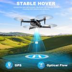 GPS Drone with Camera for Adults, 2K HD FPV Drone with Auto Return, Follow Me, Circle Fly, Waypoint Fly, Stable Hover, Brushless Motor, Foldable 5G Transmission Remote Control Quadcopter, Black