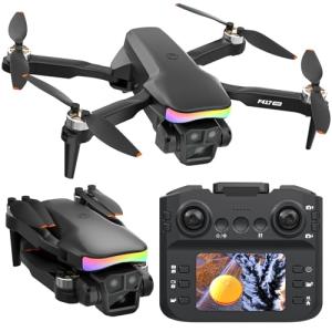 F417PRO Drone with Camera 1080P for Adults Kids, Mini Drone with Screen, Adult Drone, Dual 90° Lens, LED Lights, Optical Flow, Modular Battery, Beginner Drone, One Key Start, Headless, 3D Flip, Case