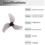 HOPLEX 16pcs Gemfan 1219S 3-Blade Propellers with 1.0mm Shaft Hole Compatible for 0702 Series Brushless Motor, FPV Racing Drone Like Air65 Brushless Drone Metor65 Brushless Quadcopter