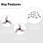 HOPLEX 16pcs Gemfan 1219S 3-Blade Propellers with 1.0mm Shaft Hole Compatible for 0702 Series Brushless Motor, FPV Racing Drone Like Air65 Brushless Drone Metor65 Brushless Quadcopter