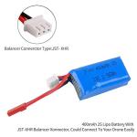 Crazepony 400mAh 2S 7.4V 30C LiPo Battery Pack with JST Plug for Micro FPV Racing Drone Quadcopter