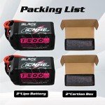 CNHL 1500mAh 4S Lipo Battery 14.8V 100C with XT60 Plug for FPV Drone Racing RC Quadcopter Helicopter Airplane Boat Car(2 Packs)